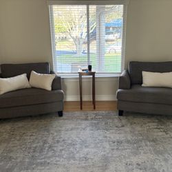 Set Of Two Gray Armchairs 