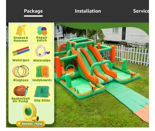 Bounce House Big Water Slide for Kids Bouncy House Inflatable Waterslide Bouncy House Water Park Castle with Slip and Slide