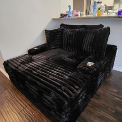 Chaise sofa fluffy black on sale for: