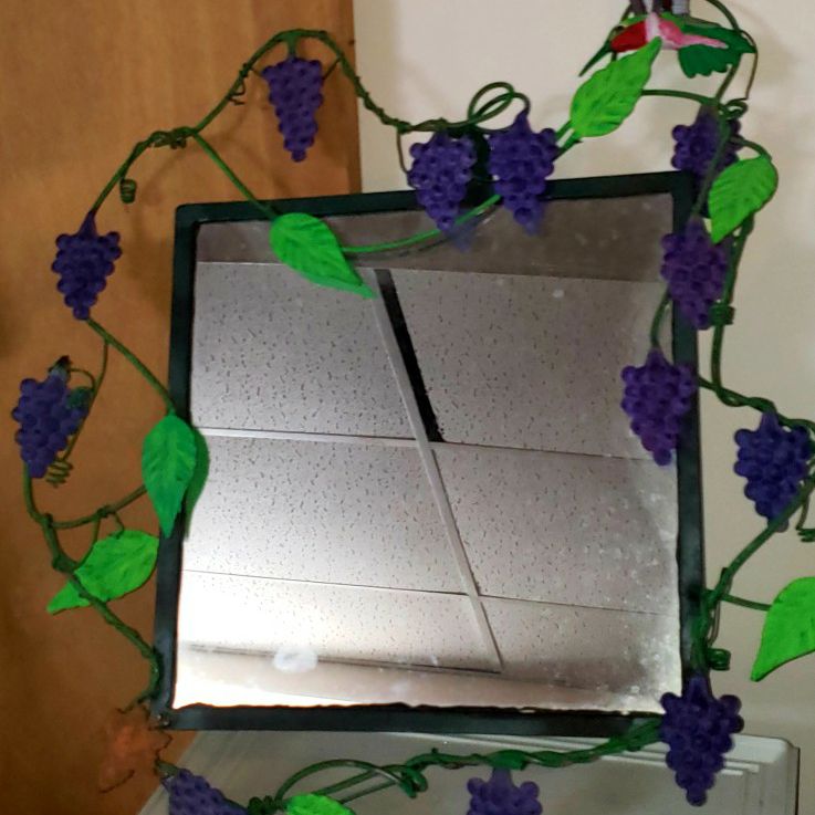 Hummingbird And Grape Vines Handcrafted Mirror
