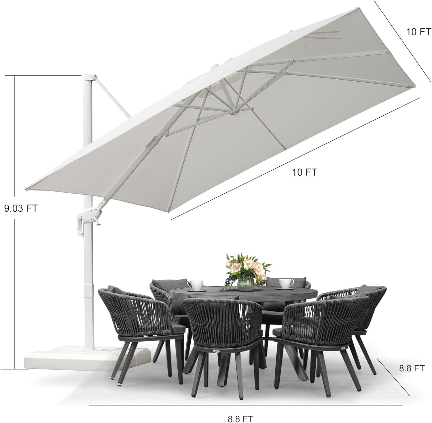 6ft patio umbrellas Coconut Fiber Umbrella — Handwoven Natural Shade with Teak Pole Model:6' Med-Light Center-Lok Rod Holder With dak prescott signed The umbrella features a