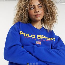 Polo Ralph Lauren Sports Logo Sweatshirt In Blue