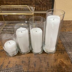 Wedding Candle Sets (Hurricane Cylinder Glasses)