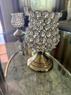 Crystal Bead Candle Holder Set of 2