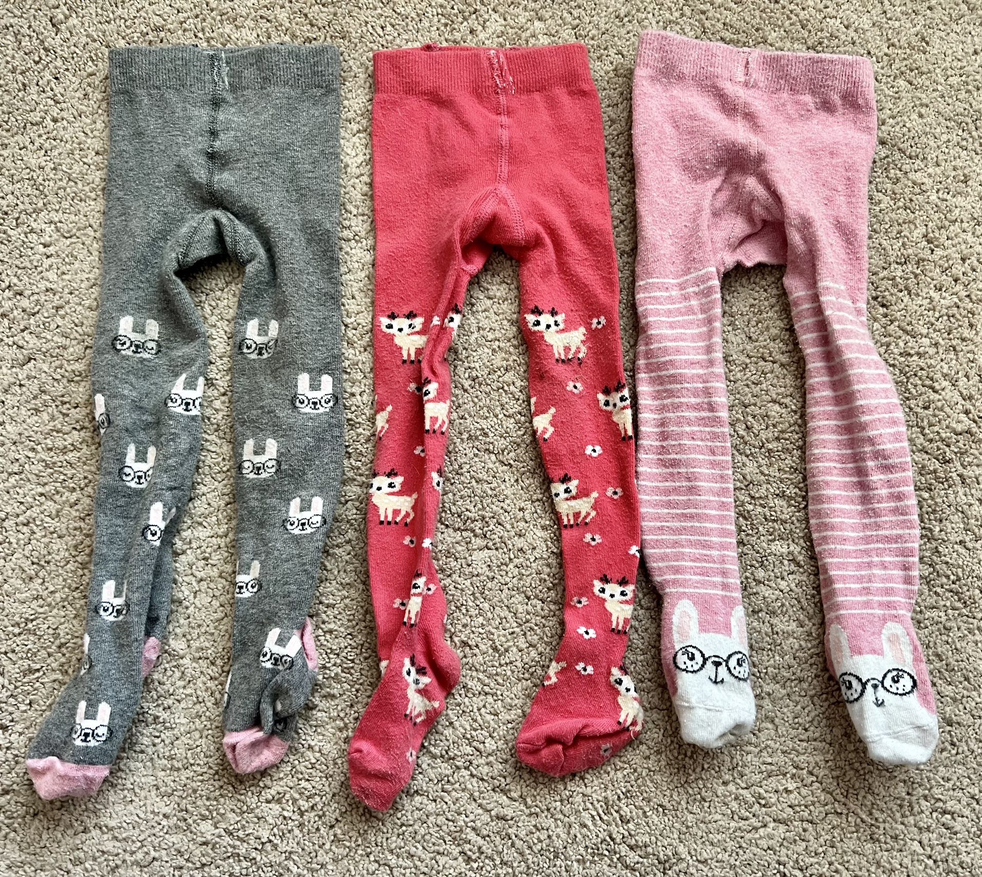 Bundle of 3 Toddler Girl Tights, size 12-18 months 