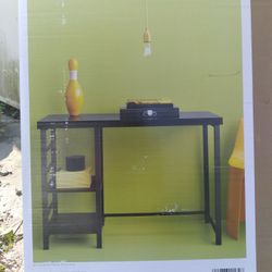 Adjustable Storage Desk Black Finish 