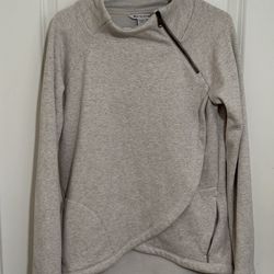 Athleta Womens Cozy Karma Asymmetrical Pullover Sweatshirt Oatmeal Heather S