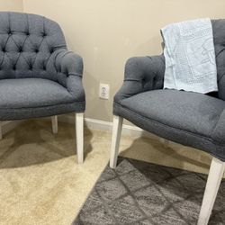Upholstered Tufted Accent Chairs. 