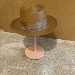 Vintage Portia straw boater hat  12” width