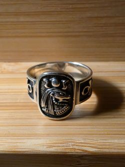 925 Sterling Silver Sekhmet Egyptian Goddess Ankh Ring