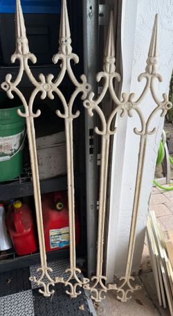 Set of 2 Cast Iron Gothic style fence sections. 13"W X 56"H