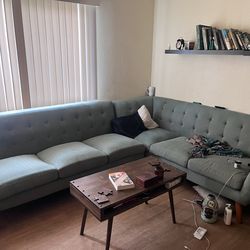 Midcentury modern blue couch