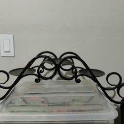 Wrought Iron Candle Holder With Matching Burgundy Candles