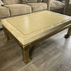 Vintage 80s/90s Cream Gold Accented Coffee Table