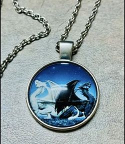 Dragon Cabochon Glass Necklace :)