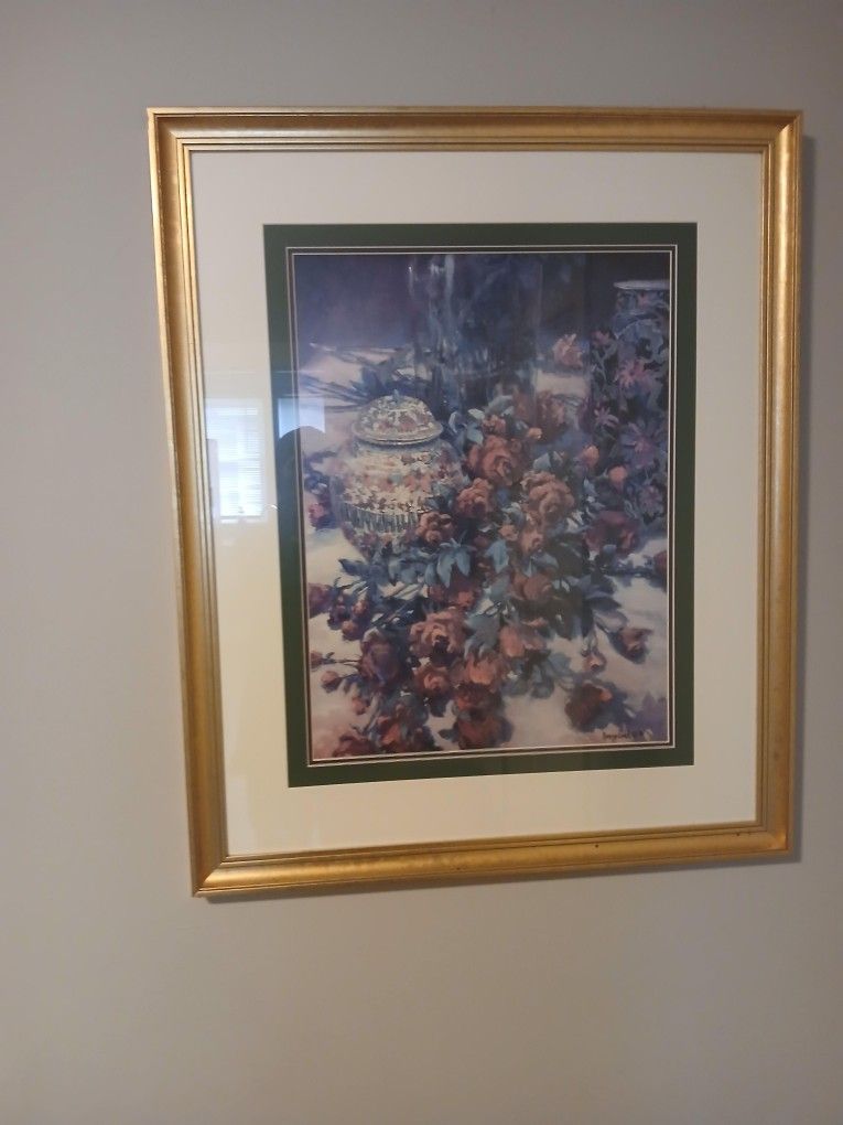 Large Floral Print Picture Multicolored