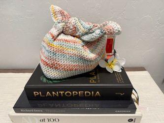 Handmade coastal color crochet tie bag