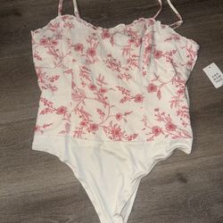 Bodysuit flower print blouse top