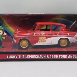 NEW Lucky Charms 1959 Ford Anglia & Lucky Leprechaun Jada 1:24 