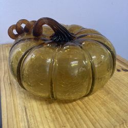 Glass Pumpkin Decor, Amber