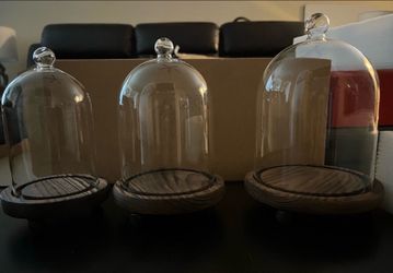3pcs Glass Bell Shape Dome Set