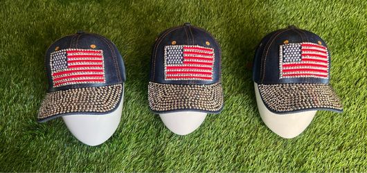 USA denim rhinestones  cap $10.00 each