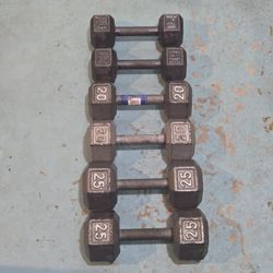 Pair Of 25lbs 20lb 15lb Hand Dumbell Metal Iron Weights