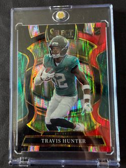 2025 Panini Select Travis Hunter Rookie Concourse #28 Red & Blacj Prizm Shock