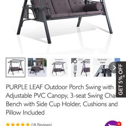 Aluminum Columpio Swing Bench Chair Outdoor Terrace Canopy Garden Pool 