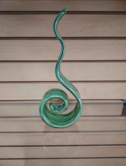 Decorative Glass Curvy Sculpture / Figurine ( NEW ) green. 15 inches