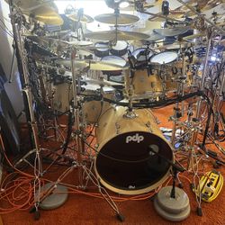 PDP Eight Piece Natural Finish Drum Set And Alesia strike pro drum set