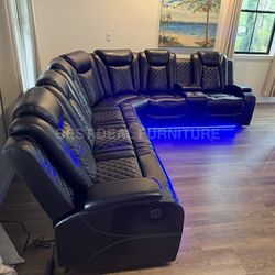 Black power electric reclining couch
