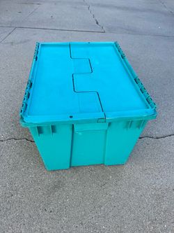 Large Storage Bin Storage Tote Box with Hinged Lid 21.5x15x13h