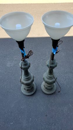 37 Inch Tall Bronze Torchiere Floor Lamps