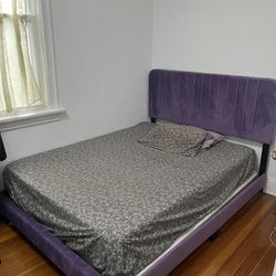 Purple Velvet Queen Bed Frame 