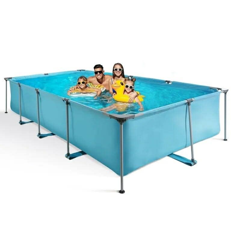 Swimming Pool Above Ground Outdoor 15ft Rectangle Frame Pool Type 178" x 87" Swimming Pool with Metal Frame for Backyard