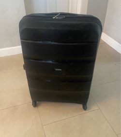 Black Spinner Hard-Sided Checked Suitcase