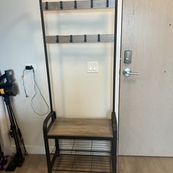 Hall tree with shoe rack 