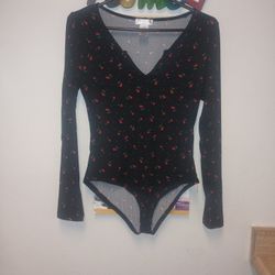 Cherry print long sleeve bodysuit Size M