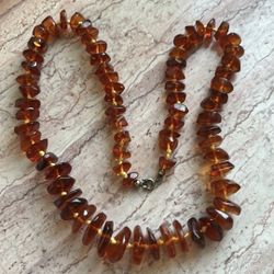 Vintage amber chunk necklace