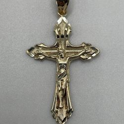 Diamond-Cut Open Crucifix Charm in 14K Solid Gold