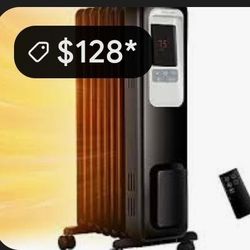0303: BRAND NEW Oil Filled Radiator Heater, 1500W Electric Portable Space Heaters for Indoor Use with Remote, Digital Thermostat, 4 Modes, 24h Timer, 