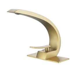Single Handle Single Hole Bathroom Faucet 3. 2GPM Vanity Faucet in Brushed Gold