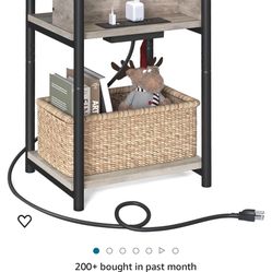 End Table/ Side Table Grey/black With Charging Station