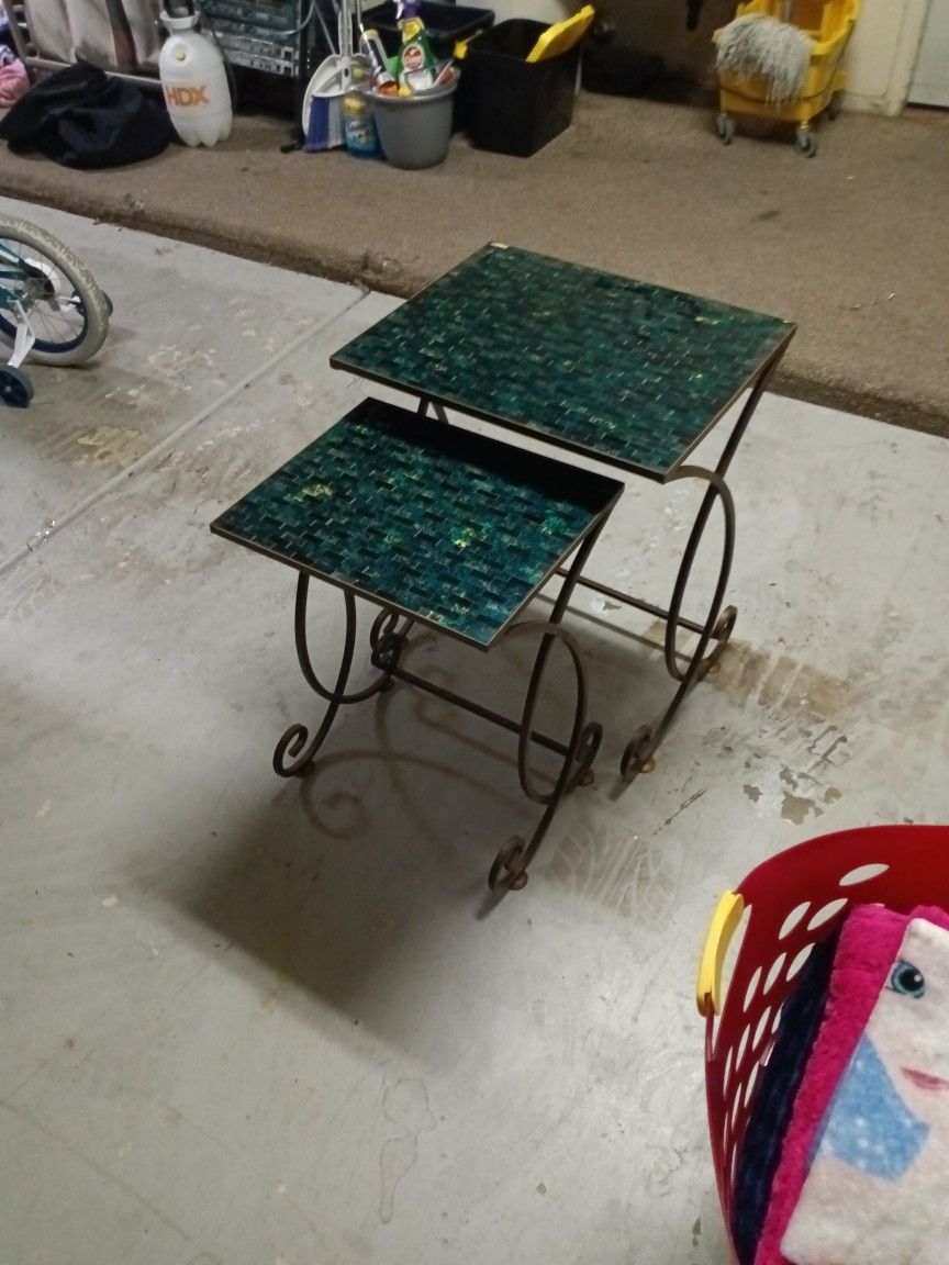 Mosaic Green Side Tables