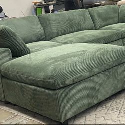 New Sage Corduroy sectional Couch / Free Delivery 