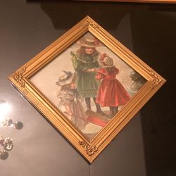 Vintage Victorian Framed Christmas Xmas Print