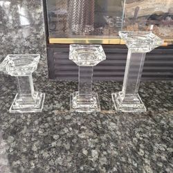 Crystal set of 3 candle holders 