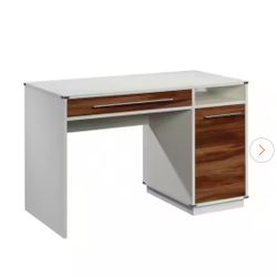 Vista Key 47 in. Rectangular Pearl Oak with Blaze Acacia Engineered Wood 2-Drawer Computer Desk with Keyboard Shelf. Assembled