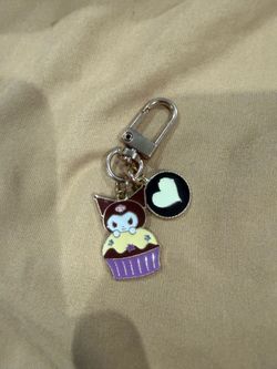 Cupcake Kuromi And Heart Dangling Keychain Charm